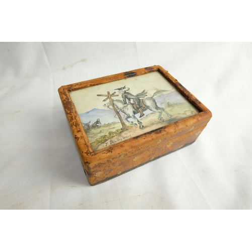 483 - An unusual vintage Walker Jones jewellery box with comical themed picture of a horse and rider.