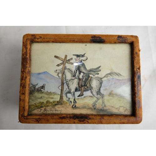 483 - An unusual vintage Walker Jones jewellery box with comical themed picture of a horse and rider.