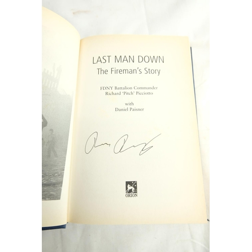 500 - An autographed book 'Last Man Down - The Fireman's Story' by FDNY Battalion Commander Richard 'Pitch... 