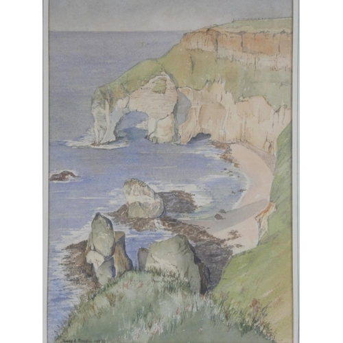 350 - A stunning framed watercolour 'The Wishing Arch, Whiterocks' signed James A Riddell, measuring 22