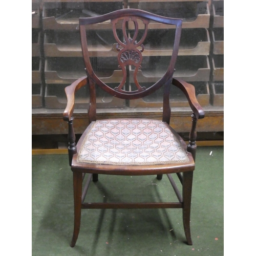 241 - An antique ladies chair with tapestry seat.