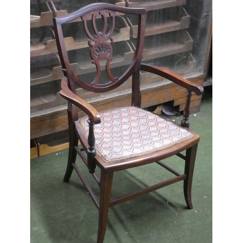 241 - An antique ladies chair with tapestry seat.