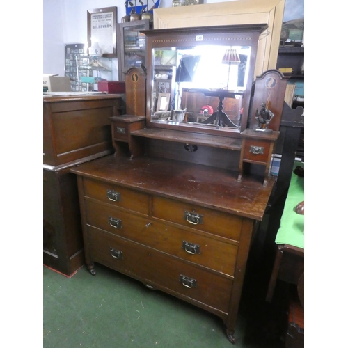 269 - An Art Deco style mahogany and inlaid dressing table and mirror.