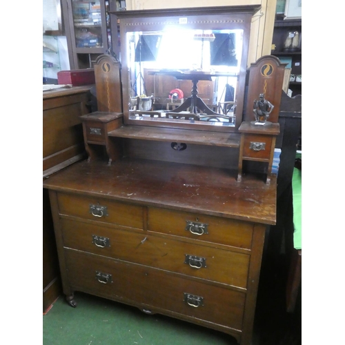 269 - An Art Deco style mahogany and inlaid dressing table and mirror.