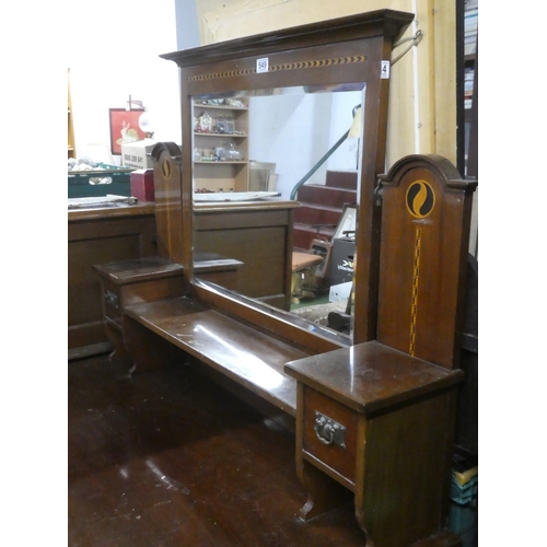 269 - An Art Deco style mahogany and inlaid dressing table and mirror.