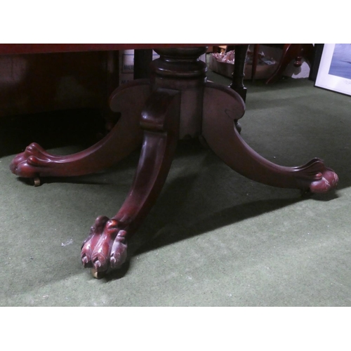 263 - A stunning antique Irish Georgian drop leaf table with drawers & lion paw feet.