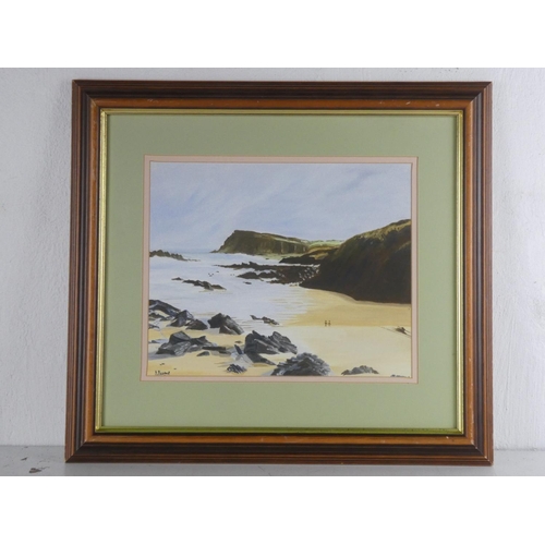 259 - A framed oil painting 'Culdaff Beach' signed I Burns, measuring 47cm x 44cm including frame.