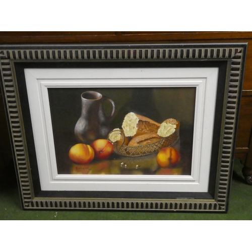 255 - A stunning still life oil painting on board signed B Williamson '08, measuring 29