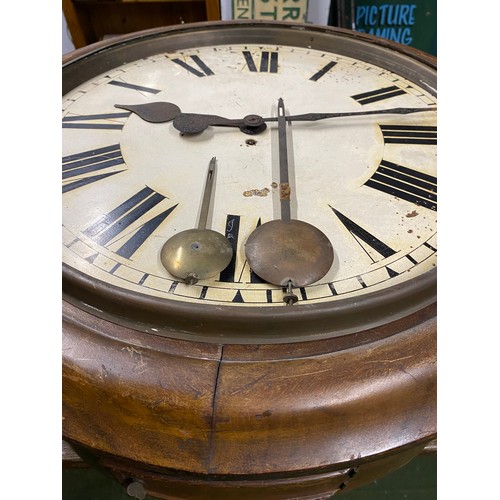 201 - A large antique mahogany cased station wall clock, with 20