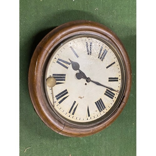 201 - A large antique mahogany cased station wall clock, with 20