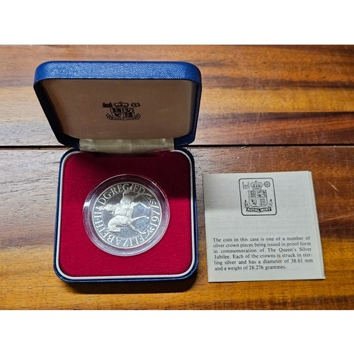 224 - A Commemorative Sterling Silver/ Proof Crown coin, produced for Queen Elizabeth's Silver Jubilee.