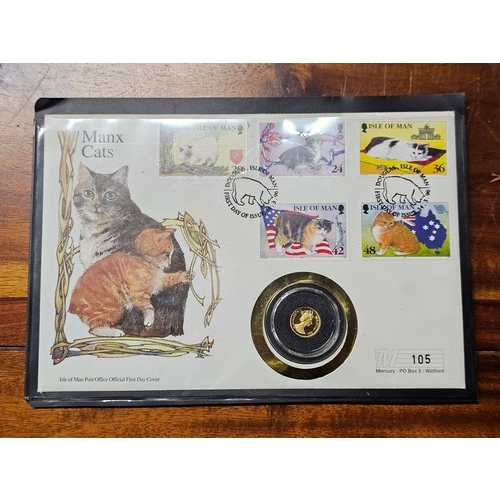 235 - A limited edition 'Gold Cat- coin First Day Cover, with 999.9 gold coin.