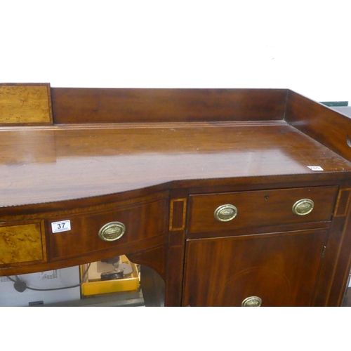 37 - A stunning antique mahogany and inlay sideboard with gallery back. Measuring 92x189x49cm