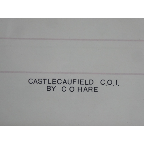 65 - A framed watercolour 'Castlecaulfiled C.O.I.' signed by artist C O Hare.  Frame measuring approx 48x... 