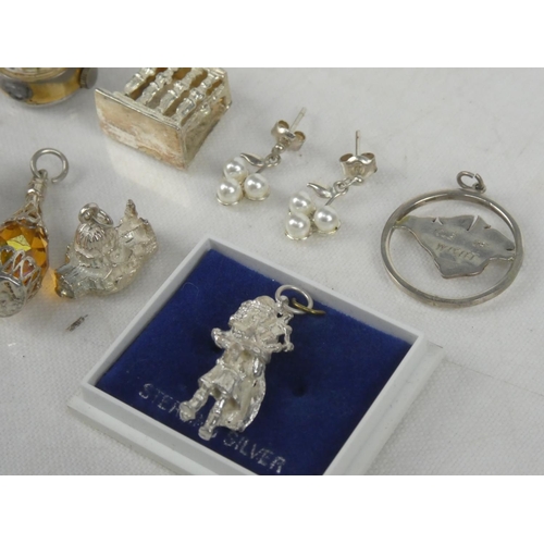 8 - A Sterling Silver acorn and squirrel charm, and other Sterling Silver charms and more.