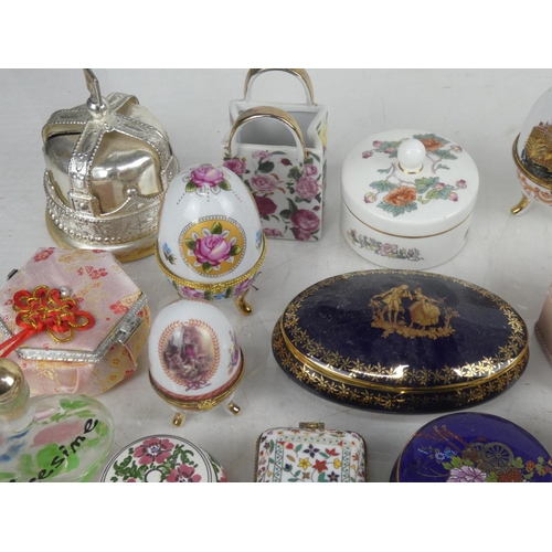 80 - A lot of assorted ceramic trinket egg shaped boxes and more.