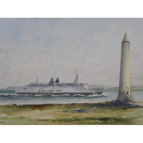 99 - A framed watercolour 'Sea link' signed J Morton.  Measuring approx 53x43cm.