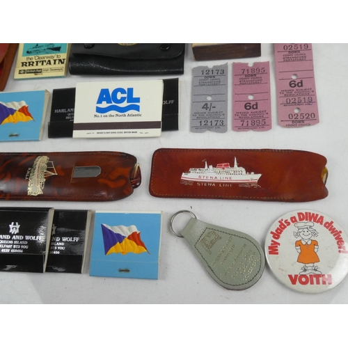 116 - A collection of vintage matchboxes and keyrings to include London, Sealink, British Rail and more.