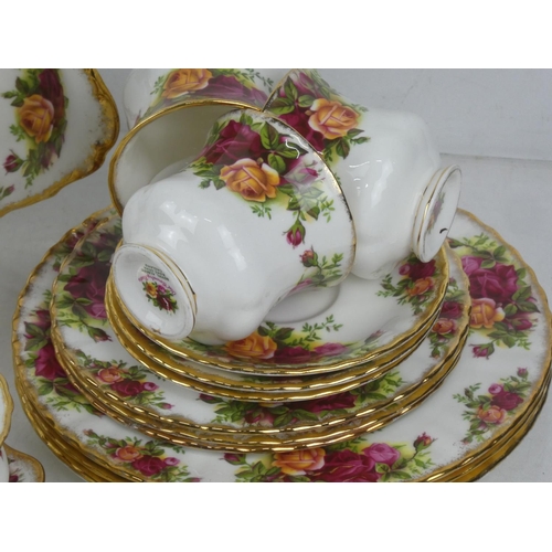 127 - A stunning Royal Albert Old Country Rose coffee set, salt and pepper, side and salad plates and more... 