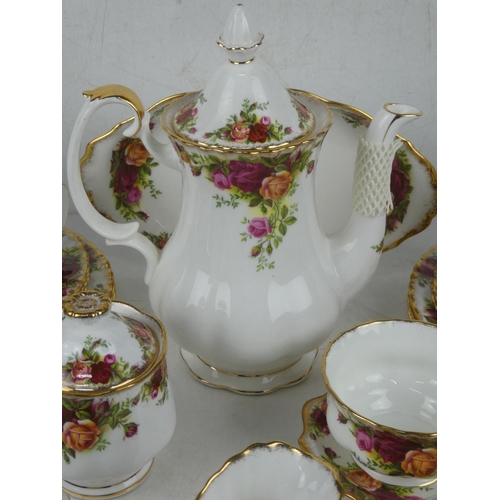 127 - A stunning Royal Albert Old Country Rose coffee set, salt and pepper, side and salad plates and more... 