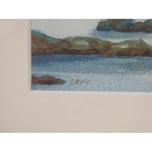 138 - A framed watercolour signed Ruth McR, measuring including frame 31cm x 27cm.