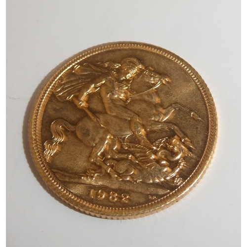 266 - A 1982 Queen Elizabeth full gold sovereign coin.