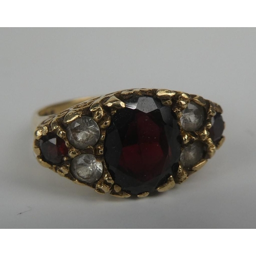 281 - A stunning antique 9ct gold, ruby and diamond ring.