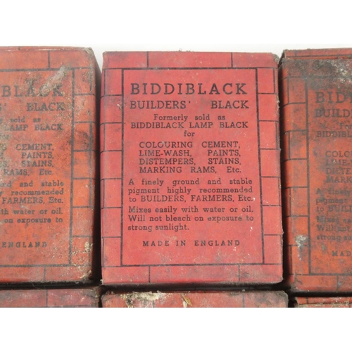 325 - Eight vintage boxes of Biddiblack builders colouring for cement.