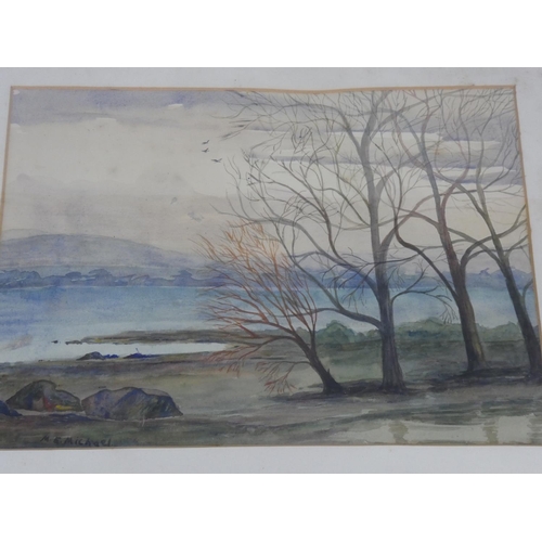 341 - A vintage framed watercolour signed M E Michael.  Measuring approx 51x42cm.