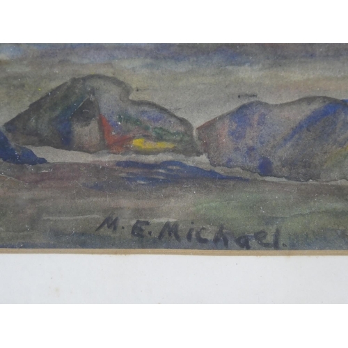 341 - A vintage framed watercolour signed M E Michael.  Measuring approx 51x42cm.