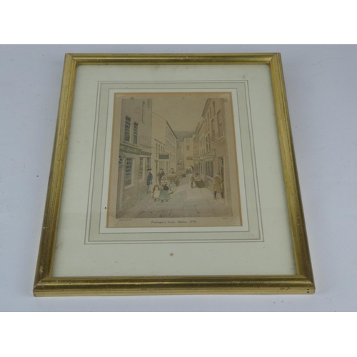 350 - A gilt framed 'Pottinger's Entry, Belfast 1790'.