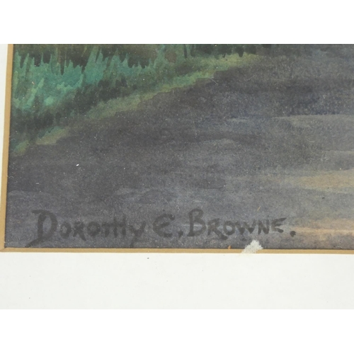 351 - A framed watercolour of a forest scene, signed Dorothy E Browne.