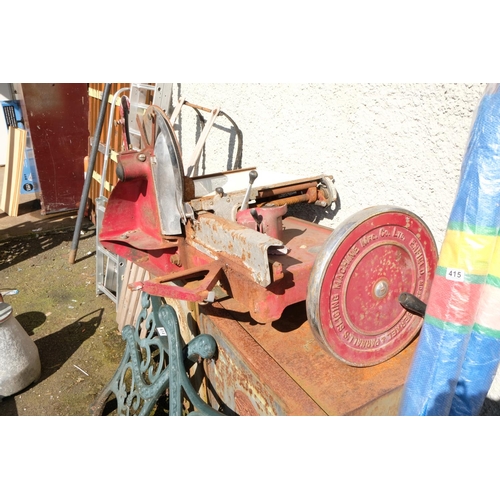 413 - An antique Berkel and Parnall's butchers bacon slicing machine, in need of restoration.