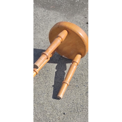 378 - A pine milking stool.