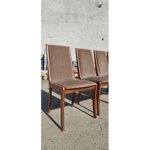 387 - A set of four vintage upholstered dining room chairs.