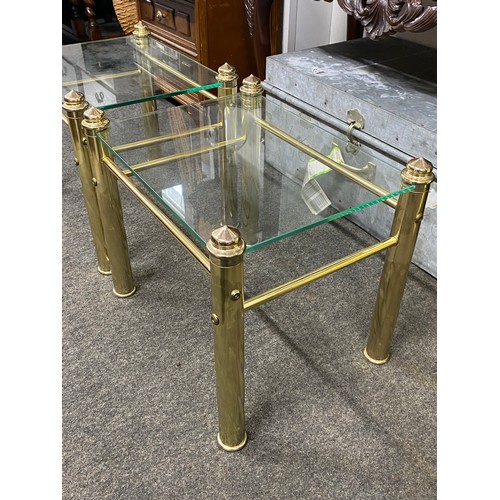 323 - A pair of vintage metal framed glass topped tables, 18