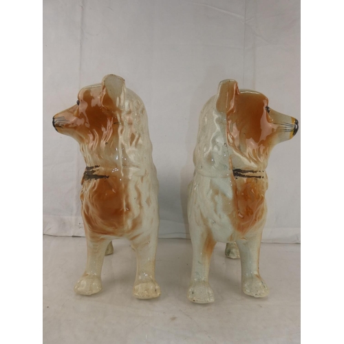 37 - A pair of antique Staffordshire mantle dogs. (a/f)