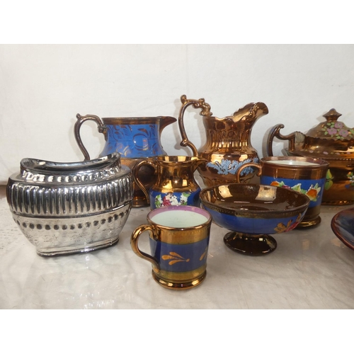 44 - A large collection of antique lustre ware and more.