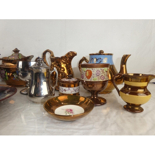 44 - A large collection of antique lustre ware and more.