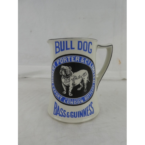 60 - A vintage Hill Church Potteries Co limited edition 'Bull Dog - Bass & Guinness' pub jug.