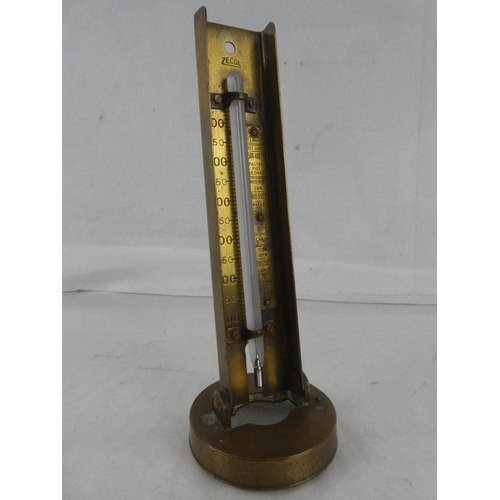 62 - An antique Zecol brass thermometer.