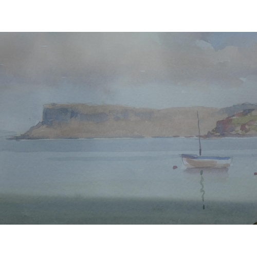 64 - A stunning gilt framed watercolour of Ballycastle Harbour, signed by Irish artist Sam McLarnon, meas... 