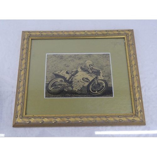 79 - A gilt framed autographed picture of Joey Dunlop, measuring 14