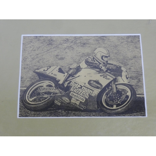 79 - A gilt framed autographed picture of Joey Dunlop, measuring 14