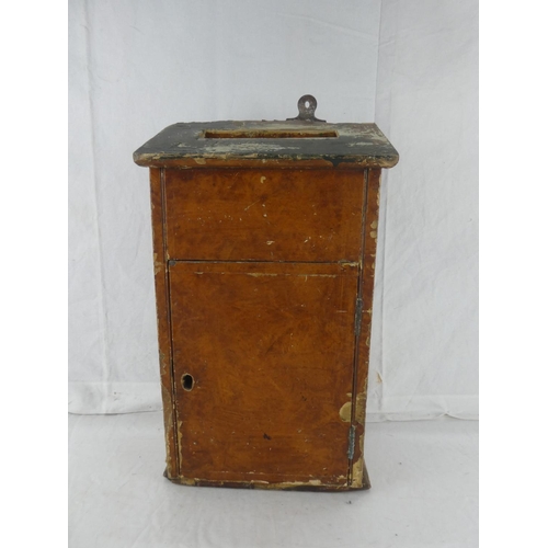 85 - A vintage handmade wooden postbox, measuring 26cm  x 13cm x 43cm.