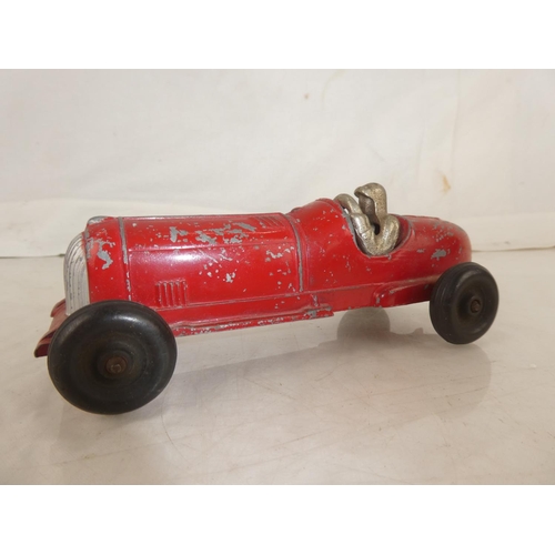 112 - A vintage/ 1950s Hubley 'Kiddie Toy' race car, number 5, with rubber tyres.