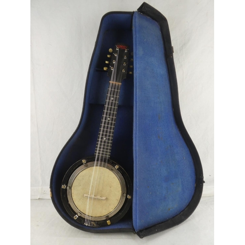 142 - A vintage cased 'Harry' eight string Banjo/Mandolin.