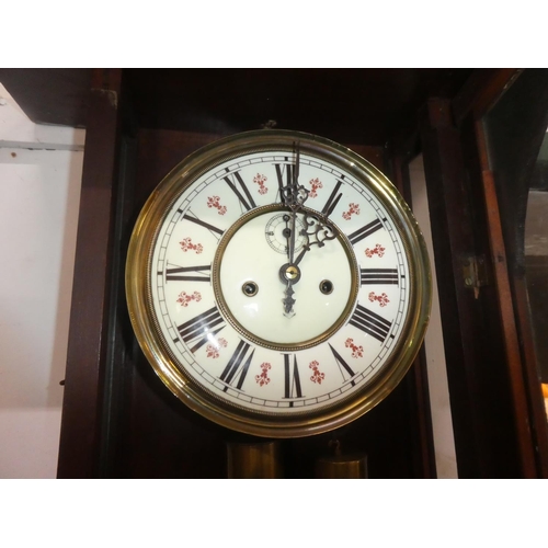 148 - A stunning antique double weight Gustav Becker Vienna wall clock, case in need of restoration, measu... 