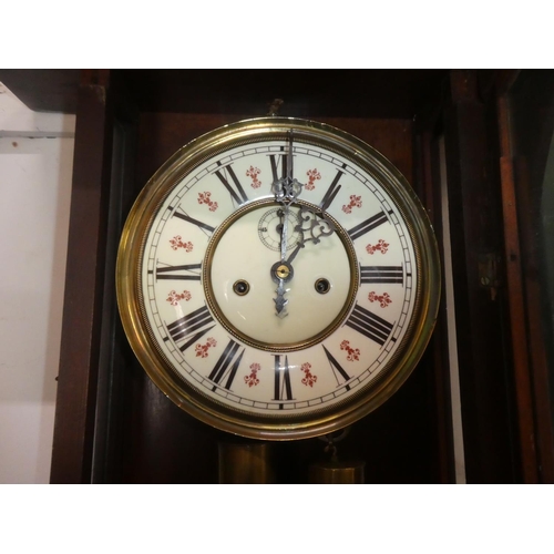 148 - A stunning antique double weight Gustav Becker Vienna wall clock, case in need of restoration, measu... 