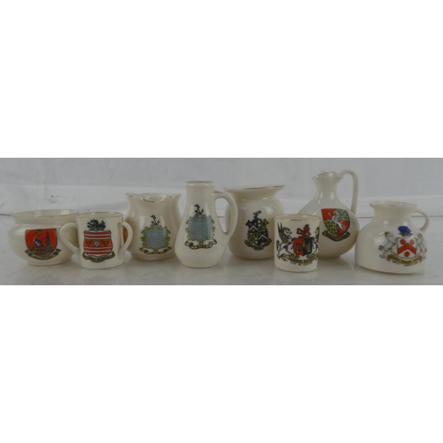 90 - Eight pieces of Goss crested ware.